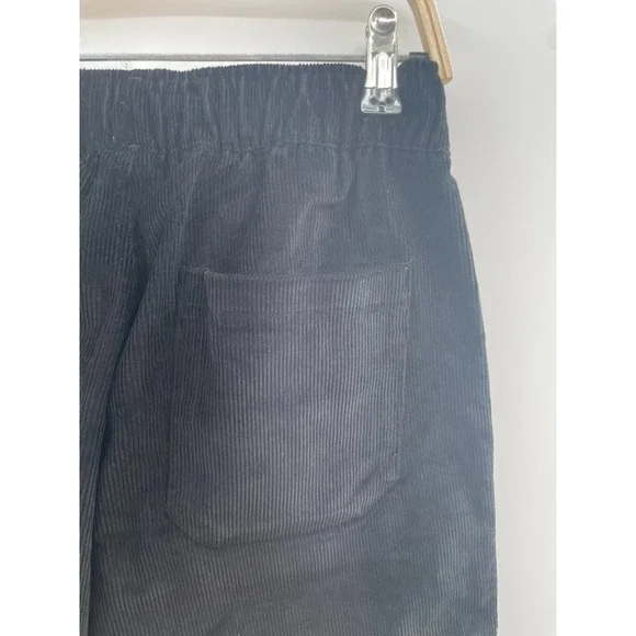 NWT Adidas Graphic Regular Corduroy Pant Men's Small Black Elastic Waist Pockets